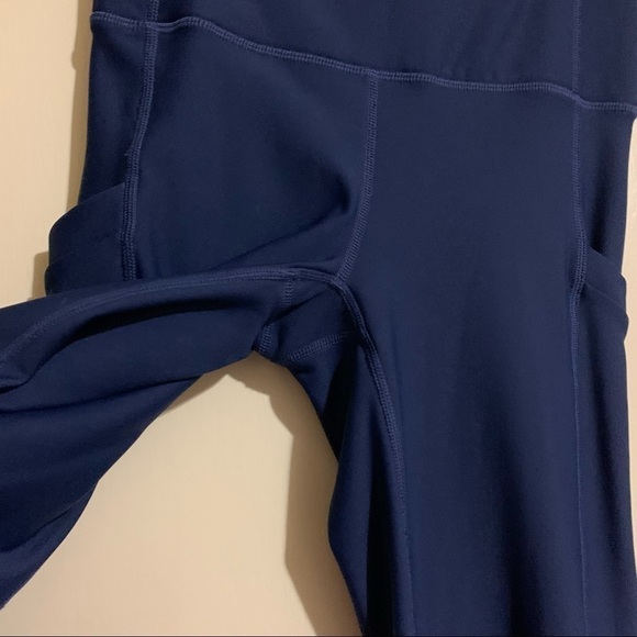 Fabletics  High Waisted Cold Weather Pocket Navy Leggings. - Picture 7 of 10